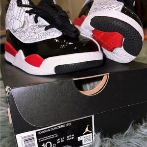 Jordan Dub Zero Kids Sneakers - Black, White, and Red
